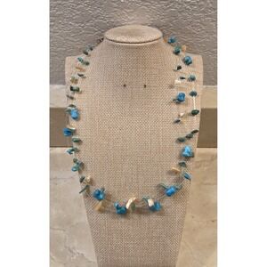 Retired Silpada Triple Strand Sterling Silver & Turquoise Necklace 18-20"